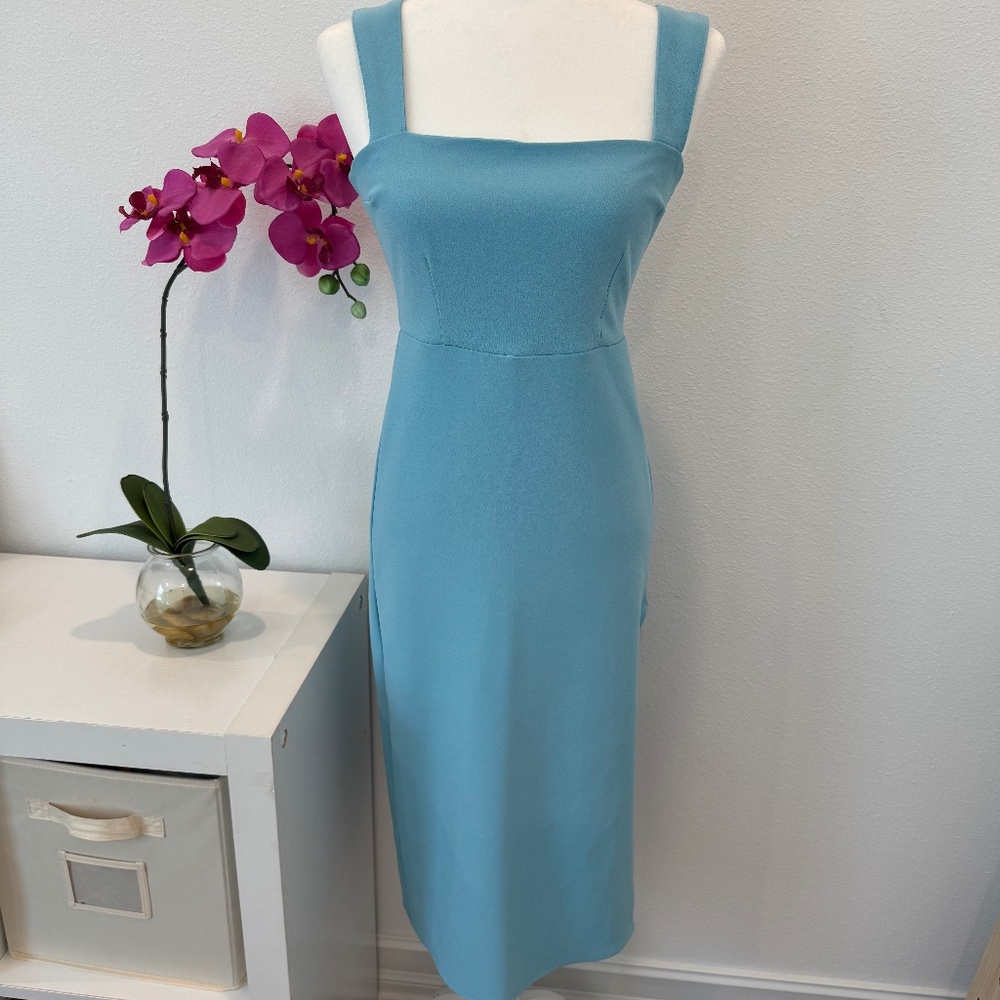 Abercrombie & Fitch Wide Strap sexy slim Fitted Midi Dress w/side slit size SP
